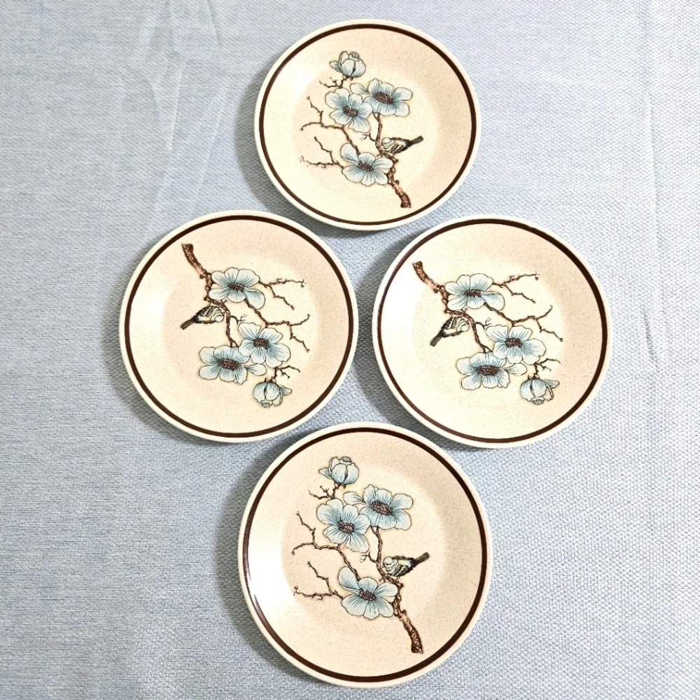 Vintage LENOX Temper-Ware SOFTWIND Bread & Butter Plates Set of 4 70s USA Floral
